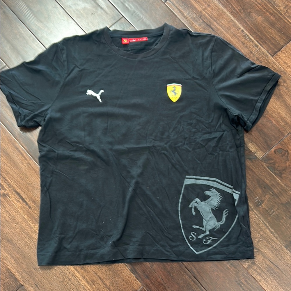 Puma Black Short Sleeve Tee with Yellow Logo